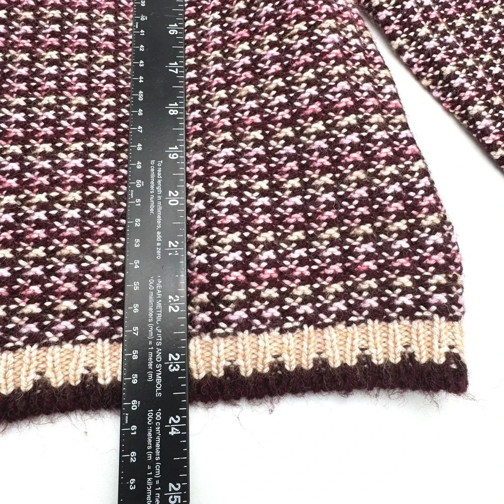 TALBOTS Women's 1X Purple Pink Tweed Crewneck Cardigan Sweater Knit Button Front
